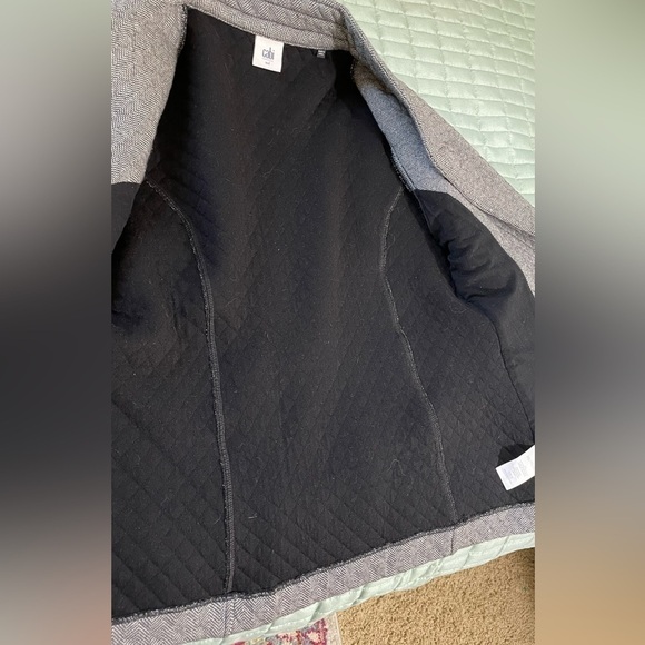 Cabi 100% cotton grey herringbone quilted moto fall jacket - Picture 10 of 11